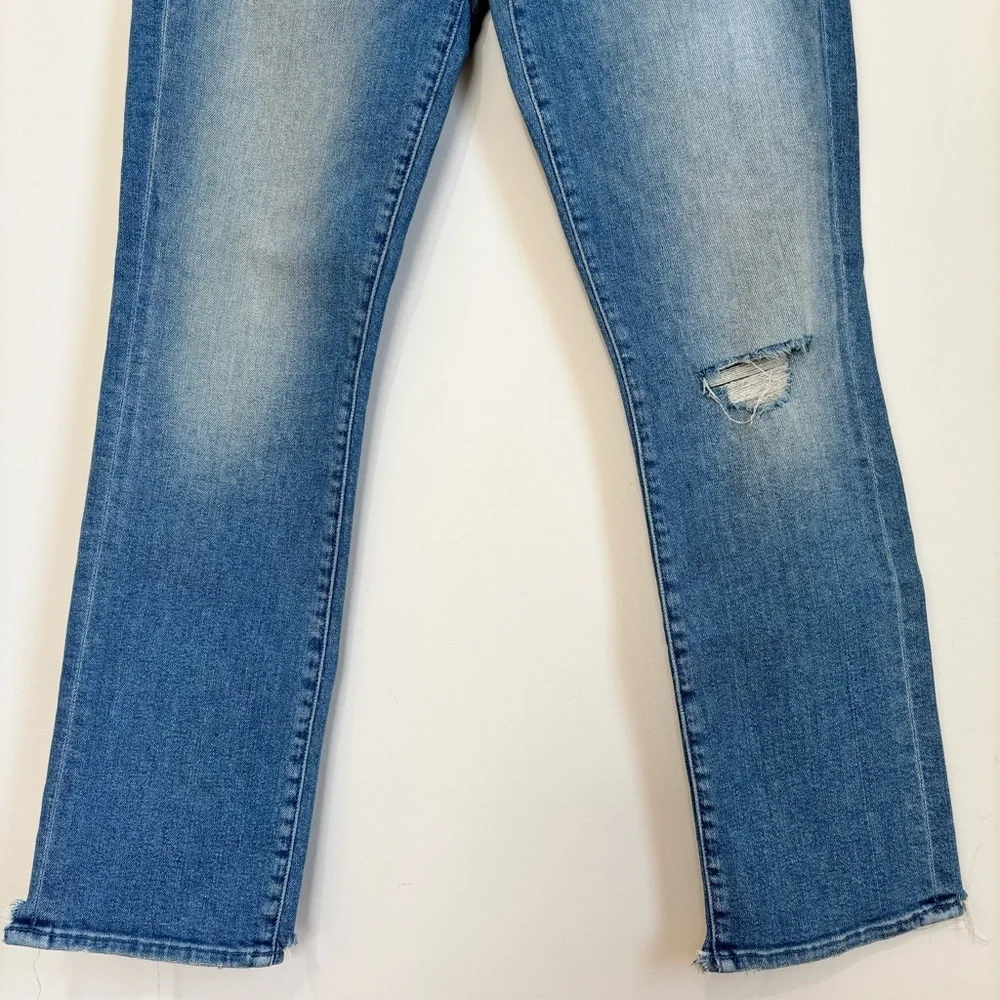 Mother Women"s 29 High Waisted Rascal Ankle Jeans Love Gun Distressed Frayed Hem - Picture 4 of 16